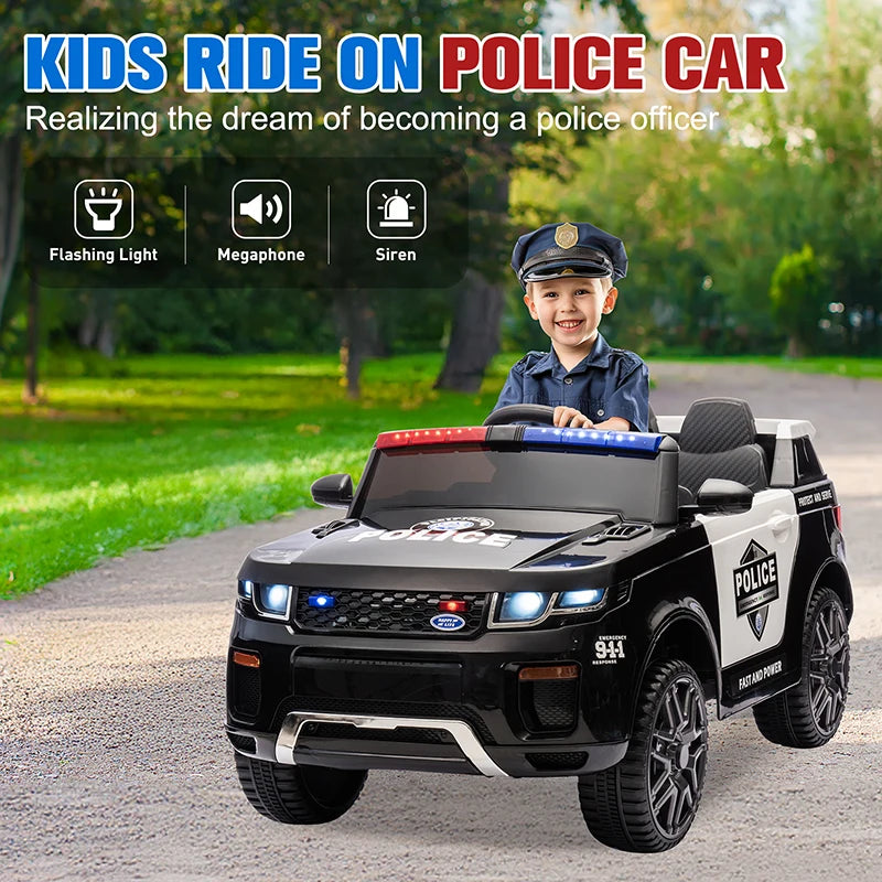 Kids Ride On Police Car 12V Battery Powered Electric Vehicle Power Wheel Ride