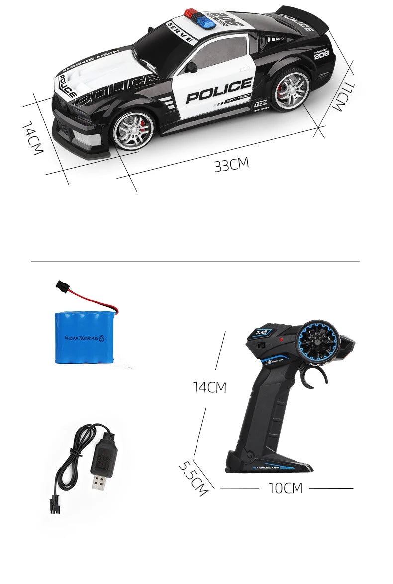 1:12 Police RC Car 2.4G Super Fast Remote Control Cars