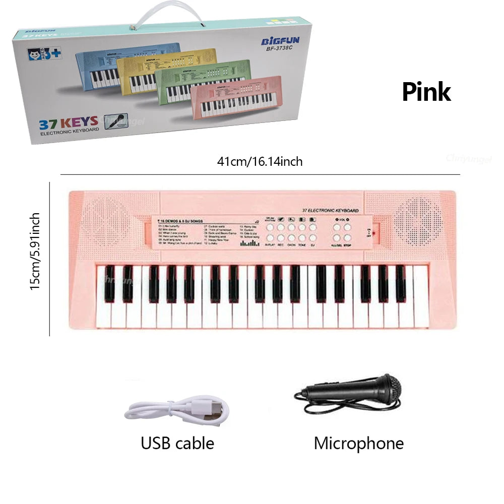 37 Keys Electronic Piano Keyboards with Microphone Rechargeable Education Toys Musical Instrument