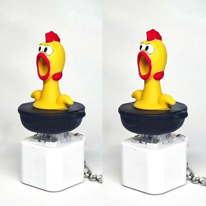 2PCS Funny Screaming Chicken Keychain Sound Light Press Button