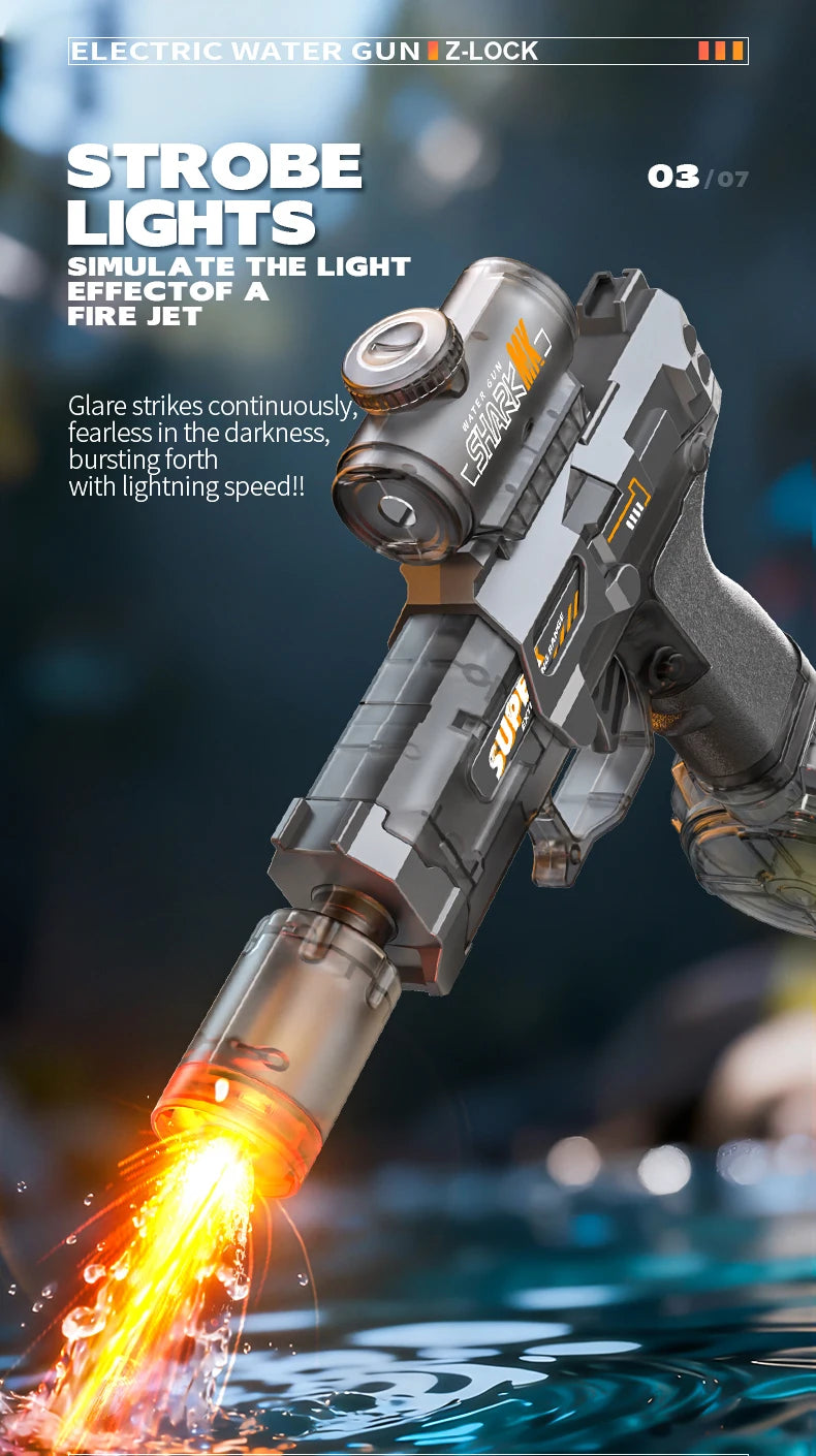 Simulated Firing and Recoil Electric Water Gun Toys Children Automatic Sensor Lights Water Pistol Kids Toy