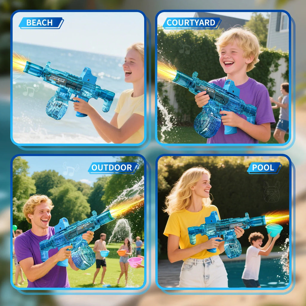 Simulated Firing and Recoil Electric Water Gun Toys Children Automatic Sensor Lights Water Pistol Kids Toy
