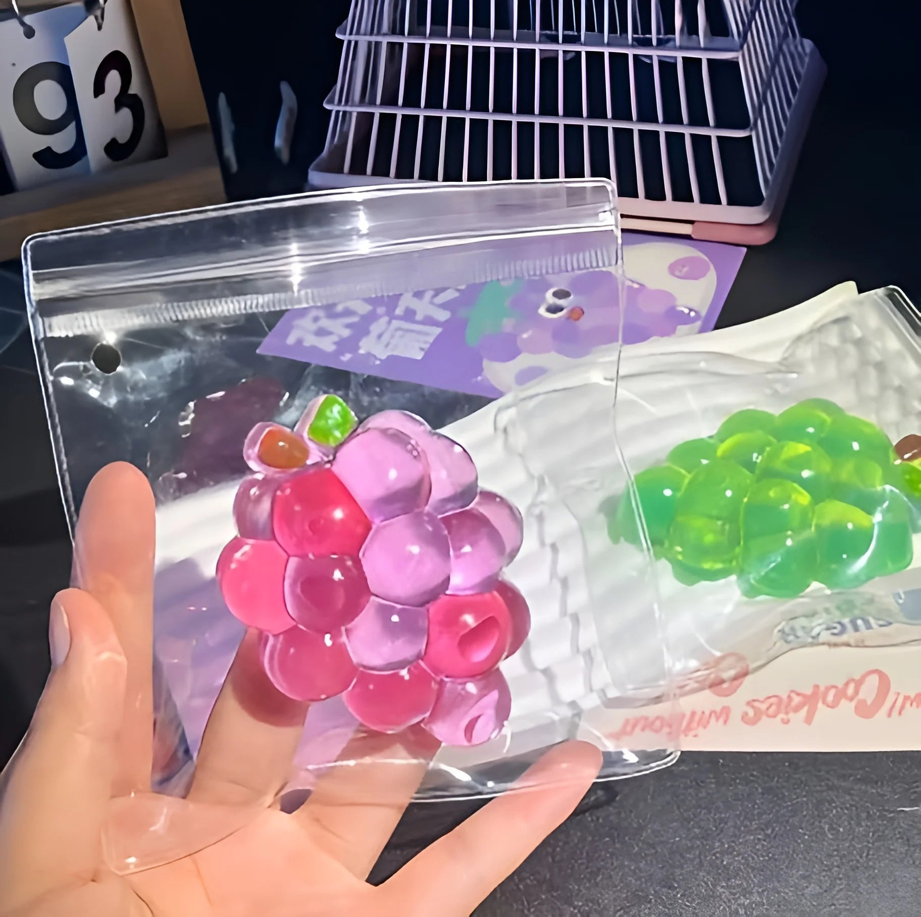 Squishy Fruit Grapes Fidget Toy Squeeze Stress Relief