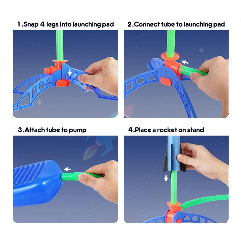 Air Powered Rocket Launcher Game | Kids Outdoor Rocket Foot Pump Outdoor Air Pressing Soaring Rocket Suit Jumps