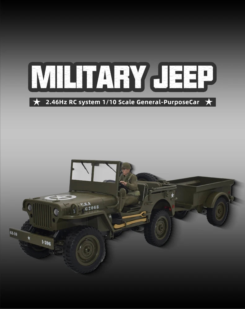 JJRC C8815 RC Car 1941 JEEP WILLYS 2.4G 4WD RTR Military Truck Off-Road Vehicle