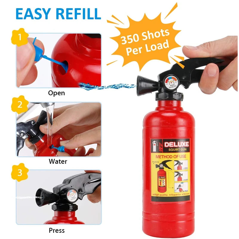 2pcs Funny Mini Fire Extinguisher Toy Water Guns Spray Water Outdoor Pool Beach Summer Toys Fireman Squirters for Kids Party