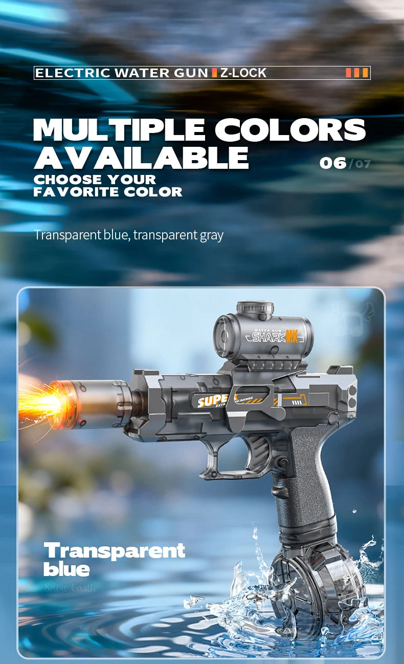 Simulated Firing and Recoil Electric Water Gun Toys Children Automatic Sensor Lights Water Pistol Kids Toy