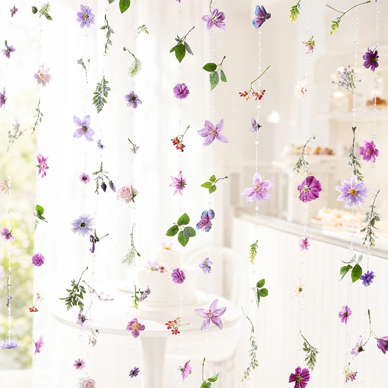 25/50Pcs 1.8m Silk Artificial Floating Flower String For Home Decoration, Wedding