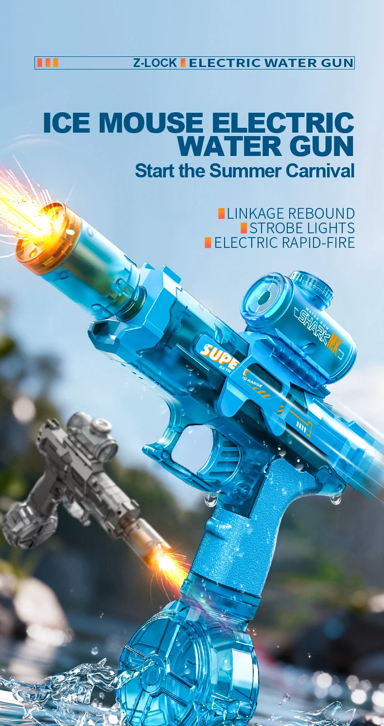 Simulated Firing and Recoil Electric Water Gun Toys Children Automatic Sensor Lights Water Pistol Kids Toy