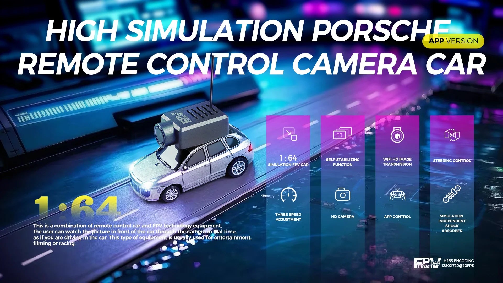 Mini RC Cars 1:64 with 720P FPV Camera, Wifi APP Control 2026 New Model