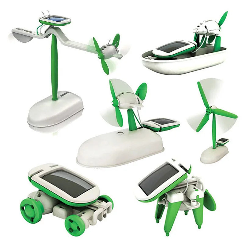 6-In-1 Solar-Power Robot Kit Assembling Ship Fan Windmill Car Toys Scientific Lab -Educational Gadgets