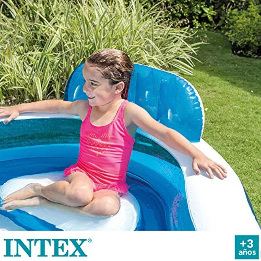 Swimming Pool 90 X 90 X 26 for Ages 3+ Swim Center Family Lounge Durable PVC Material Blue Color Easy Setup and Storage