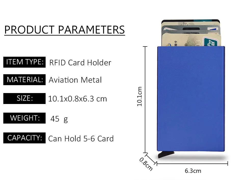Smart Wallet Card Holder Metal Thin Slim Men Women Wallets