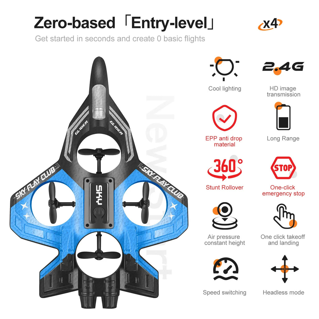 Foam RC Plane with Cool LED Lights | 360° Flip Stunt  2.4G 4CH Remote Control