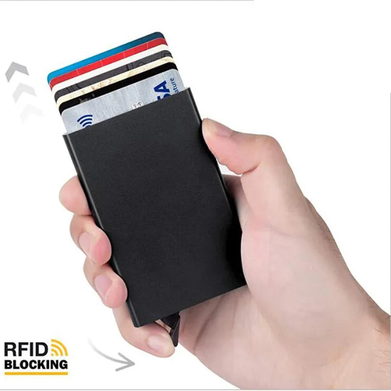 Smart Wallet Card Holder Metal Thin Slim Men Women Wallets