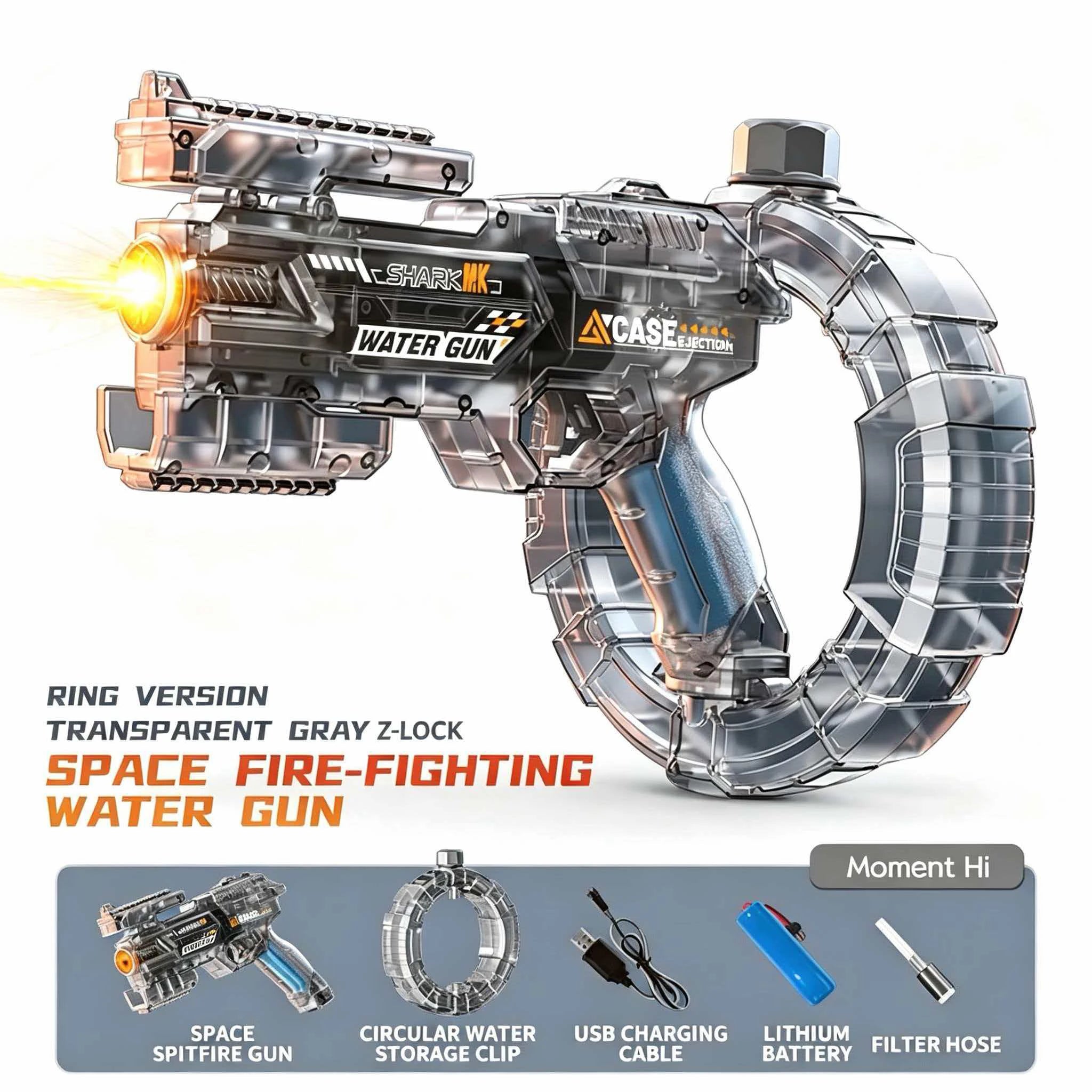Simulated Firing and Recoil Electric Water Gun Toys Children Automatic Sensor Lights Water Pistol Kids Toy