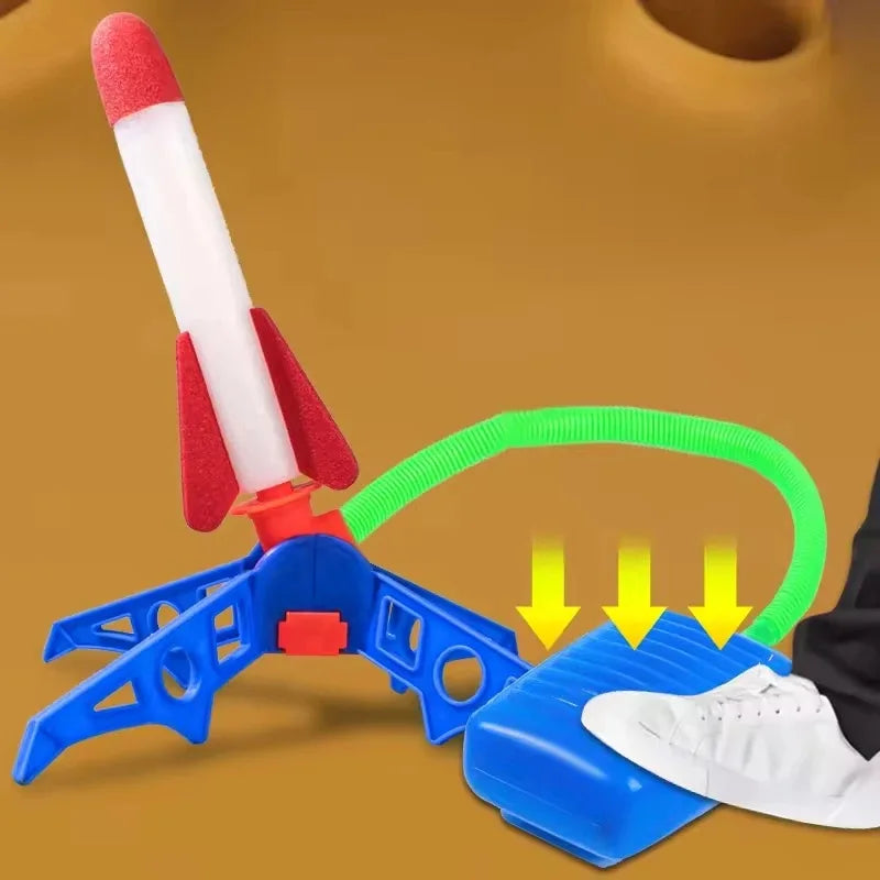 Air Powered Rocket Launcher Game | Kids Outdoor Rocket Foot Pump Outdoor Air Pressing Soaring Rocket Suit Jumps