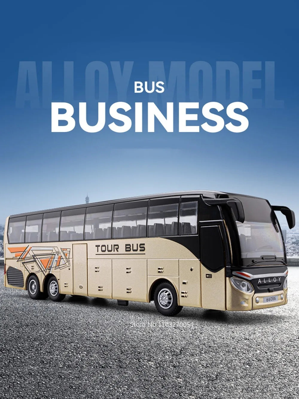 Business Single Decker Bus Alloy Models Doors Opened with Sound Light Pull Back Bus