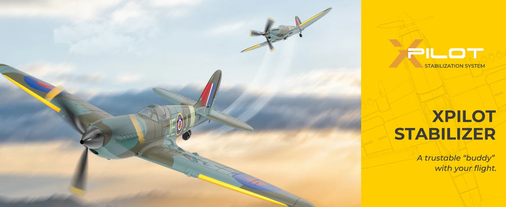 VOLANTEXRC Spitfire RC Plane - 4CH with Gyro, 3 Modes, 2 Batteries, 656ft Range