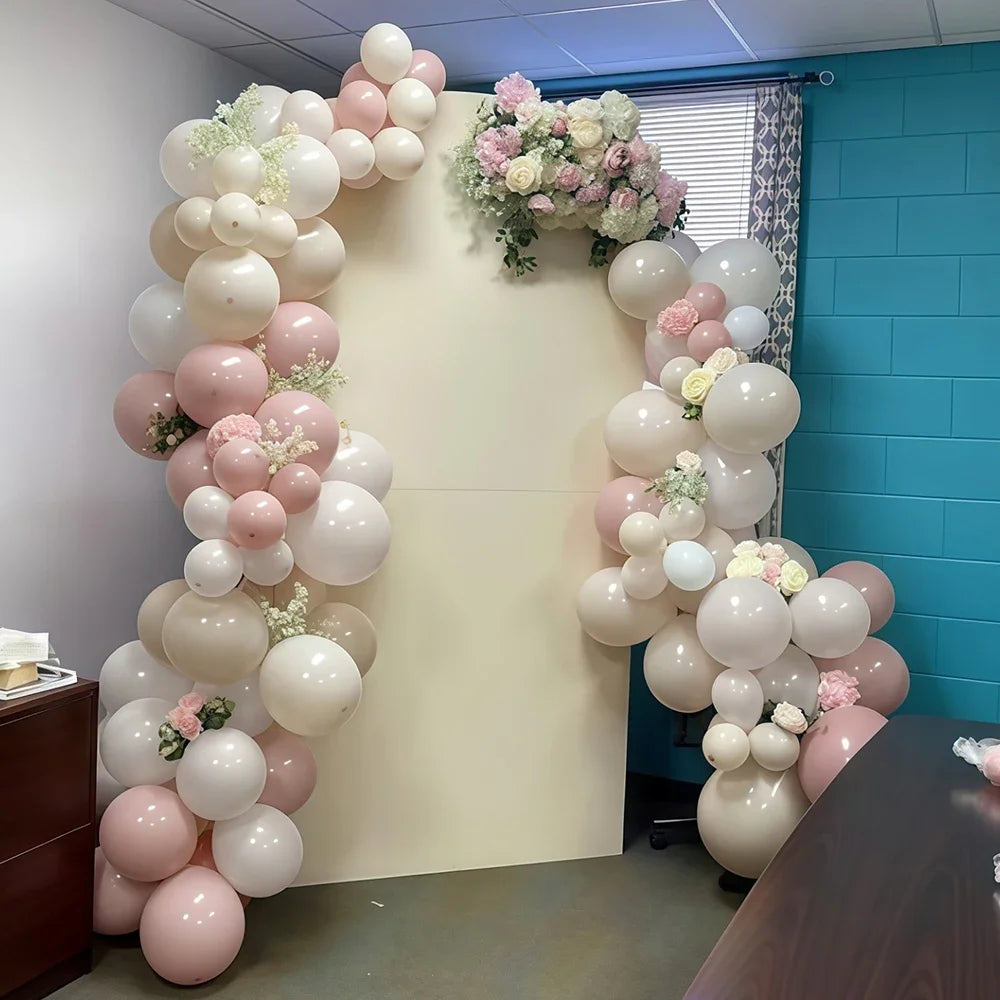 32/52/62pcs Macaron Pink Retro Sand White Champagne Golden Balloons Set For Birthday,Party,Wedding