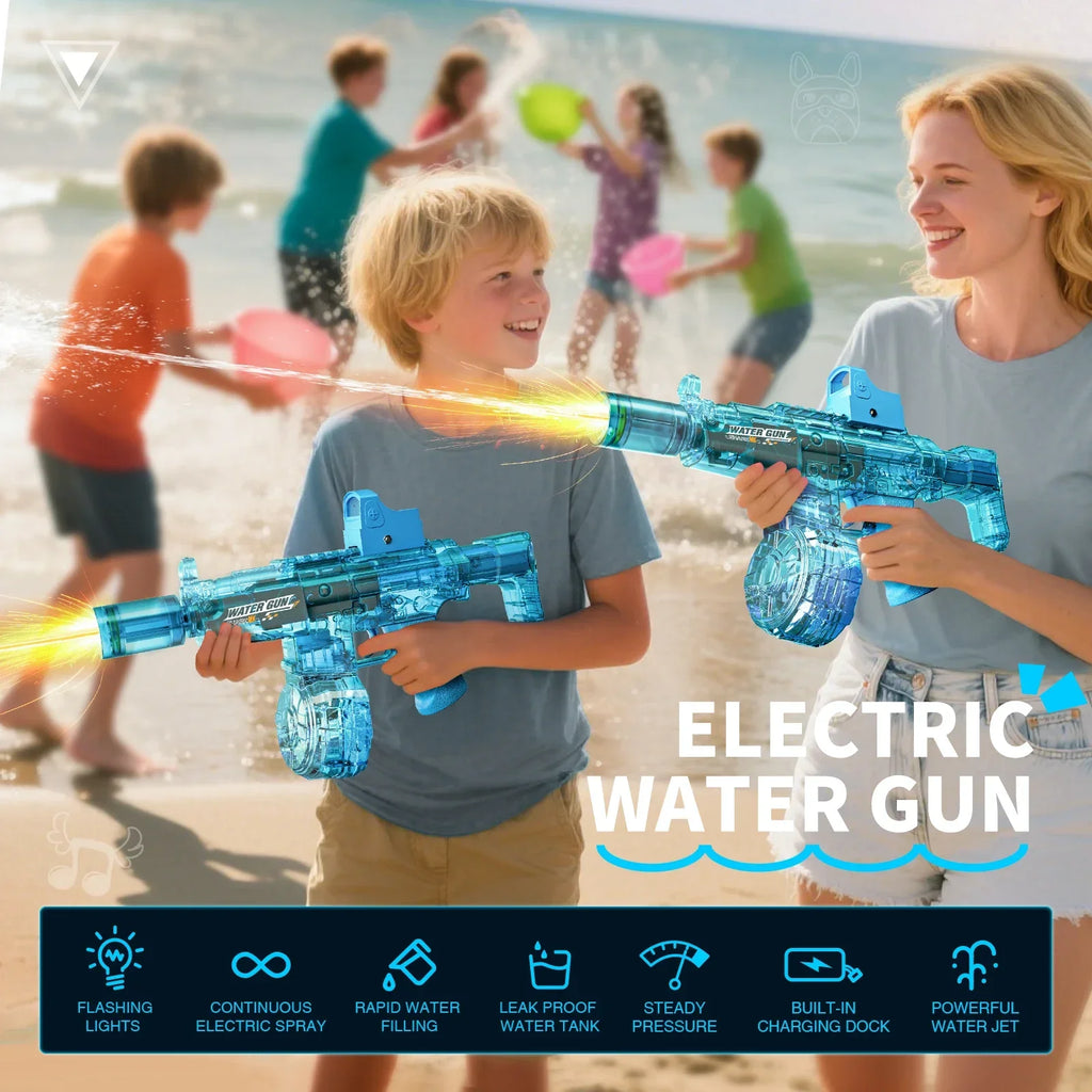 Simulated Firing and Recoil Electric Water Gun Toys Children Automatic Sensor Lights Water Pistol Kids Toy
