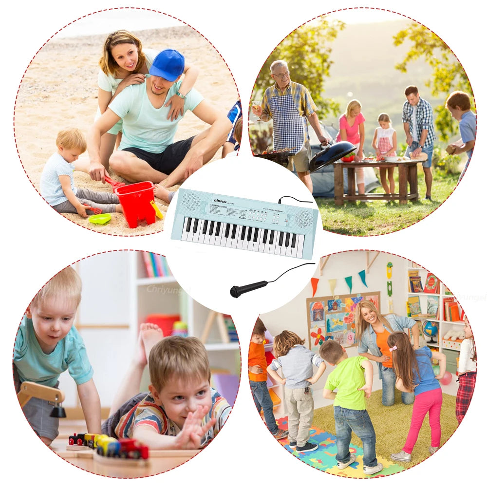 37 Keys Electronic Piano Keyboards with Microphone Rechargeable Education Toys Musical Instrument
