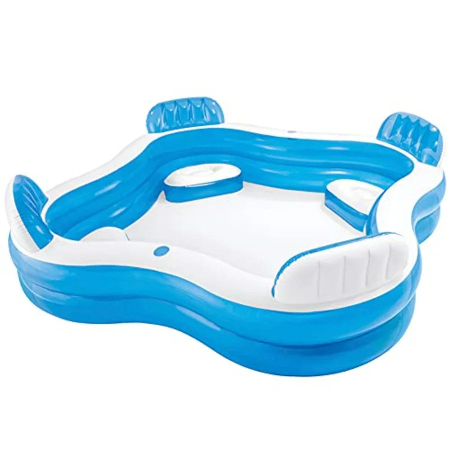 Swimming Pool 90 X 90 X 26 for Ages 3+ Swim Center Family Lounge Durable PVC Material Blue Color Easy Setup and Storage