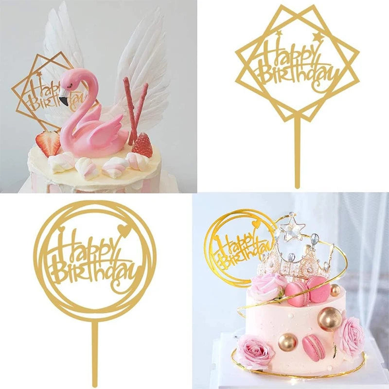 Happy Birthday Cake Topper 10pcs Acrylic Letter Cake