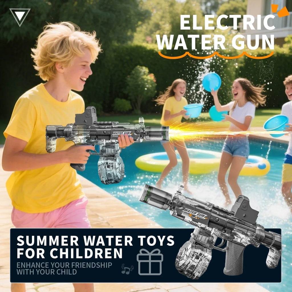 Simulated Firing and Recoil Electric Water Gun Toys Children Automatic Sensor Lights Water Pistol Kids Toy