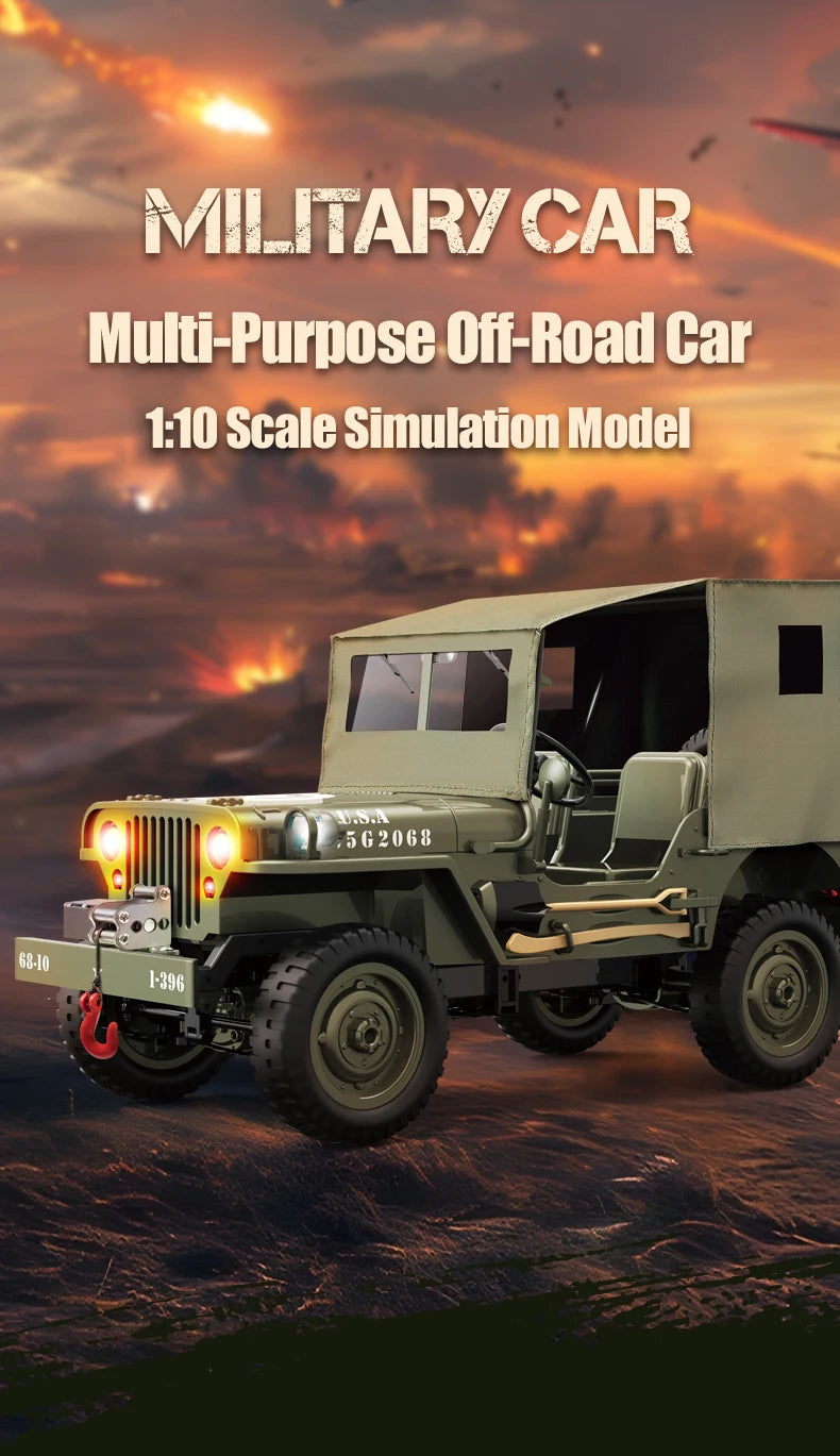 JJRC C8815 RC Car 1941 JEEP WILLYS 2.4G 4WD RTR Military Truck Off-Road Vehicle