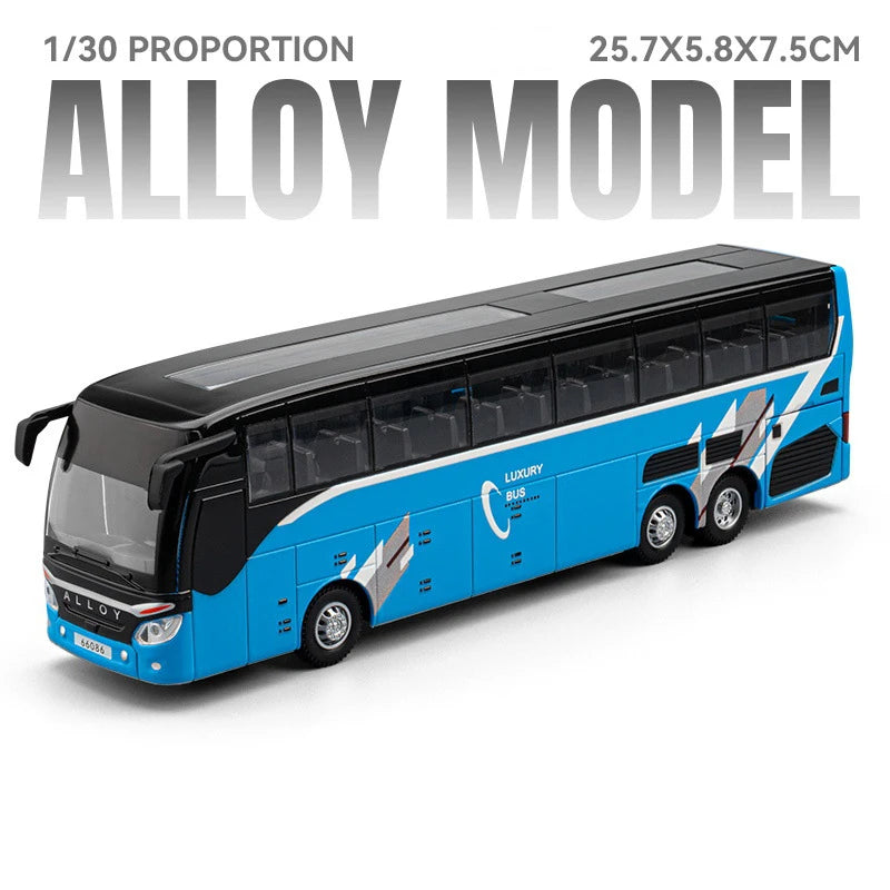Business Single Decker Bus Alloy Models Doors Opened with Sound Light Pull Back Bus
