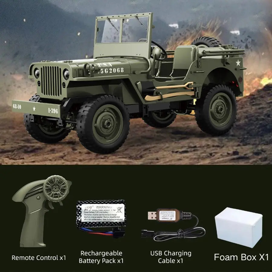 JJRC C8815 RC Car 1941 JEEP WILLYS 2.4G 4WD RTR Military Truck Off-Road Vehicle