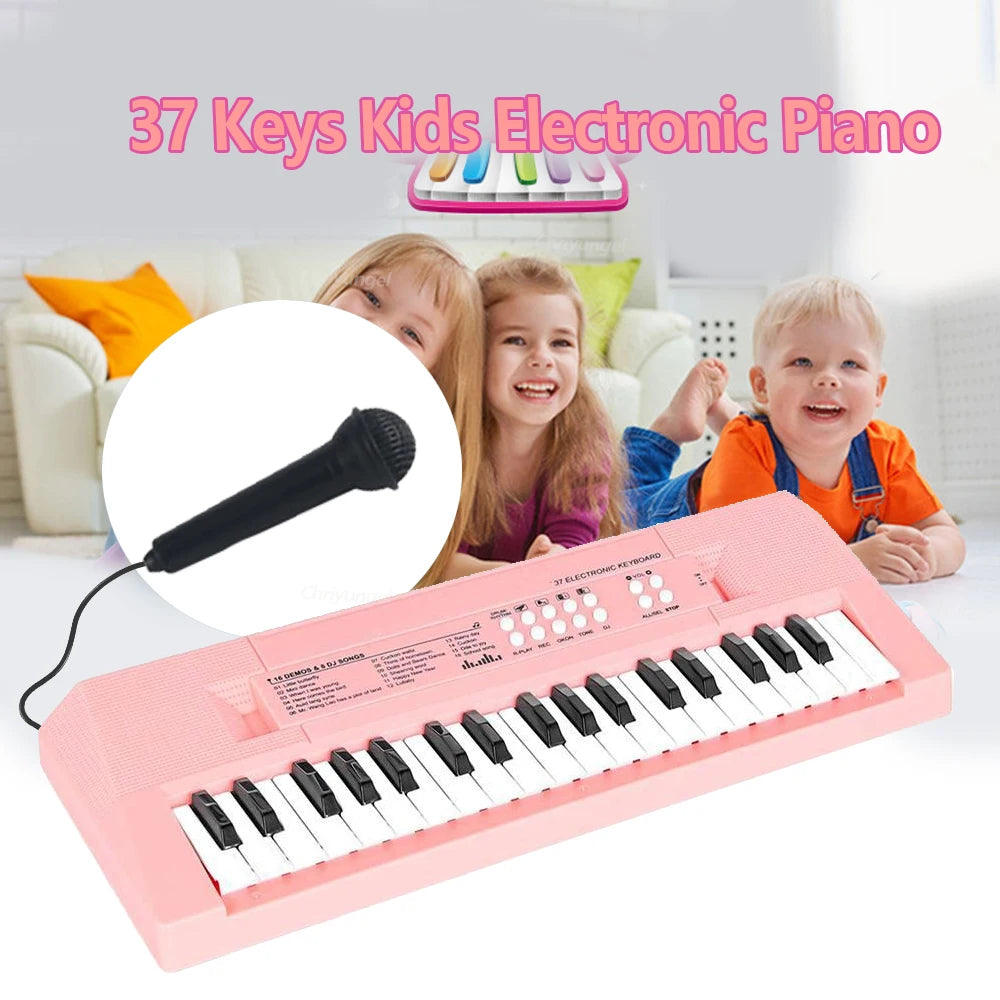 37 Keys Electronic Piano Keyboards with Microphone Rechargeable Education Toys Musical Instrument