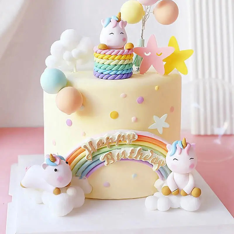 Rainbow Unicorn Cake Decoration Birthday Unicorn Gifts for Children and Kids