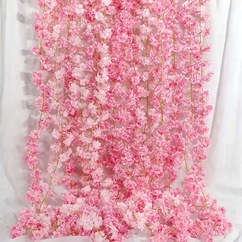 1-10PCS 180m Artificial Cherry Blossom Garland Fake Flower Vine Wall Decoration Wedding Party