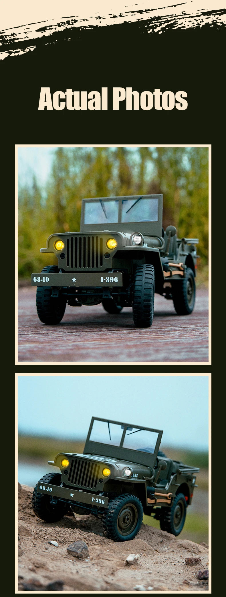 JJRC C8815 RC Car 1941 JEEP WILLYS 2.4G 4WD RTR Military Truck Off-Road Vehicle