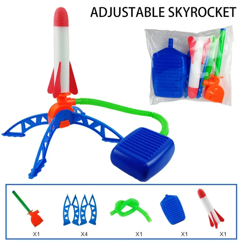 Air Powered Rocket Launcher Game | Kids Outdoor Rocket Foot Pump Outdoor Air Pressing Soaring Rocket Suit Jumps