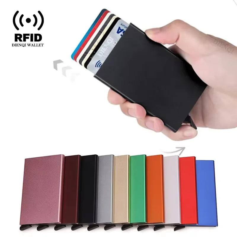 Smart Wallet Card Holder Metal Thin Slim Men Women Wallets
