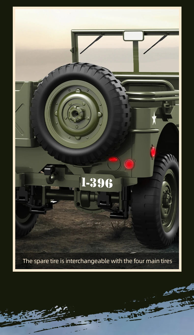 JJRC C8815 RC Car 1941 JEEP WILLYS 2.4G 4WD RTR Military Truck Off-Road Vehicle