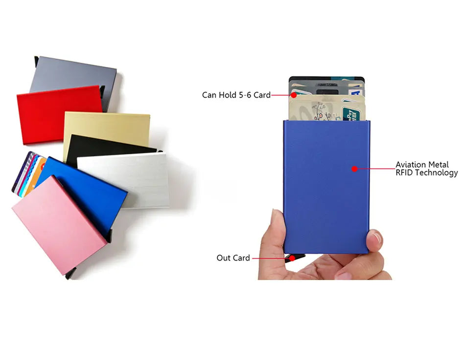 Smart Wallet Card Holder Metal Thin Slim Men Women Wallets
