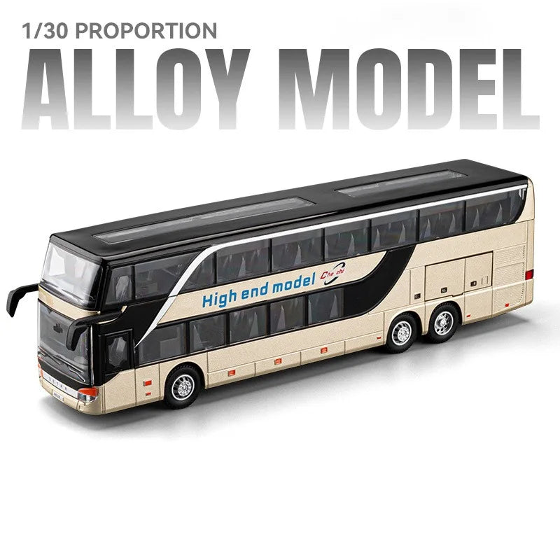 Business Single Decker Bus Alloy Models Doors Opened with Sound Light Pull Back Bus