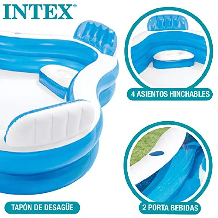 Swimming Pool 90 X 90 X 26 for Ages 3+ Swim Center Family Lounge Durable PVC Material Blue Color Easy Setup and Storage