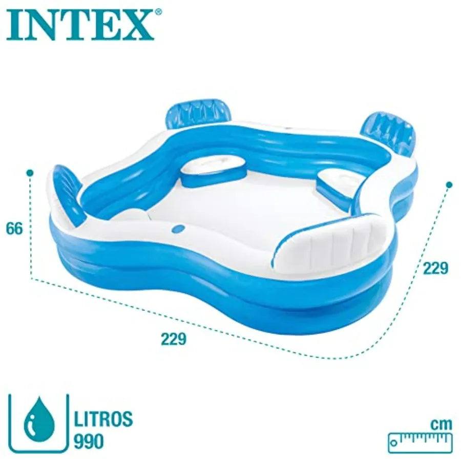 Swimming Pool 90 X 90 X 26 for Ages 3+ Swim Center Family Lounge Durable PVC Material Blue Color Easy Setup and Storage