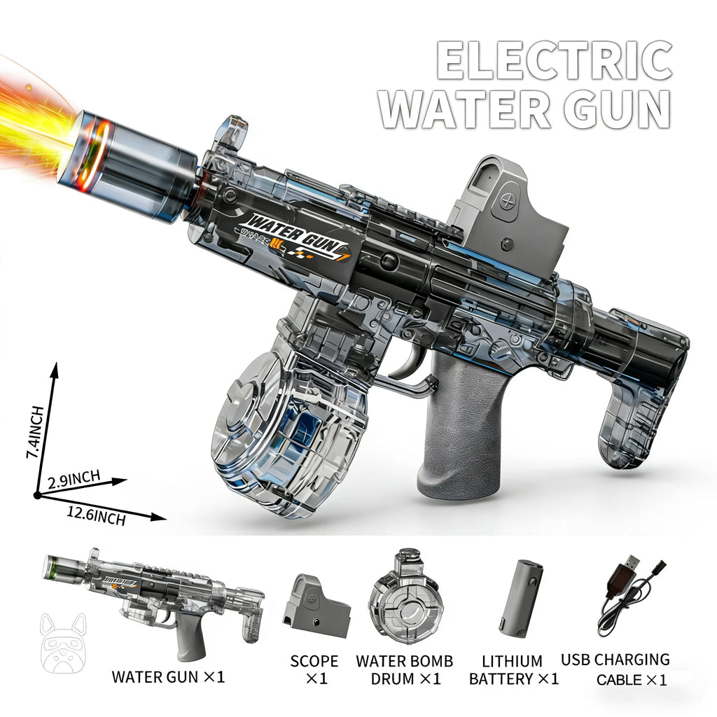 Simulated Firing and Recoil Electric Water Gun Toys Children Automatic Sensor Lights Water Pistol Kids Toy
