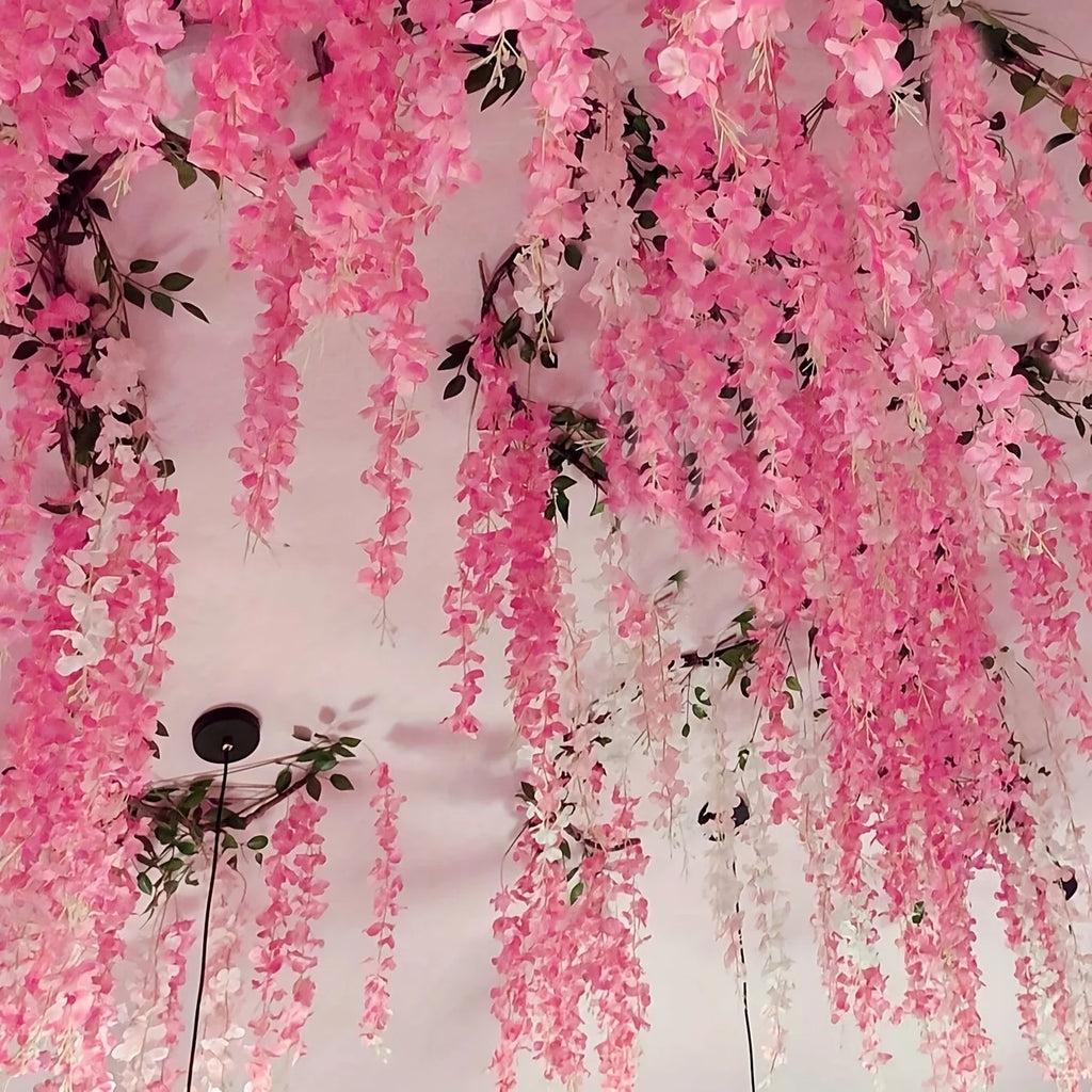 1 set artificial lavender vines, plastic fake flower strings, Garlands