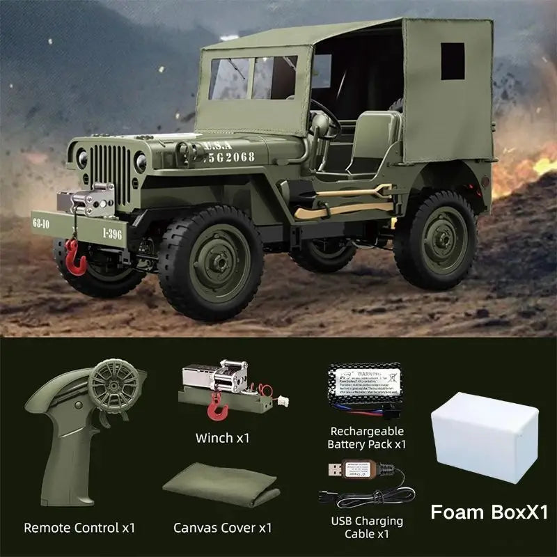 JJRC C8815 RC Car 1941 JEEP WILLYS 2.4G 4WD RTR Military Truck Off-Road Vehicle