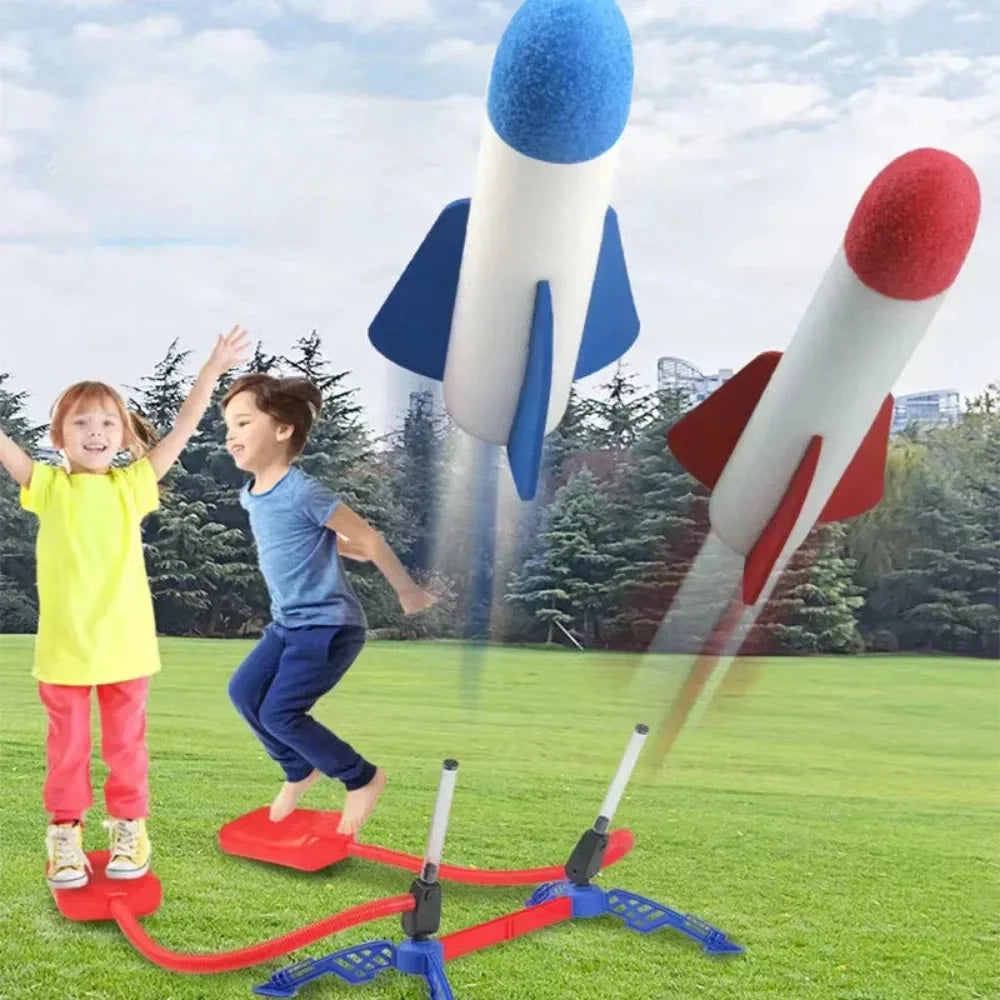 Air Powered Rocket Launcher Game | Kids Outdoor Rocket Foot Pump Outdoor Air Pressing Soaring Rocket Suit Jumps
