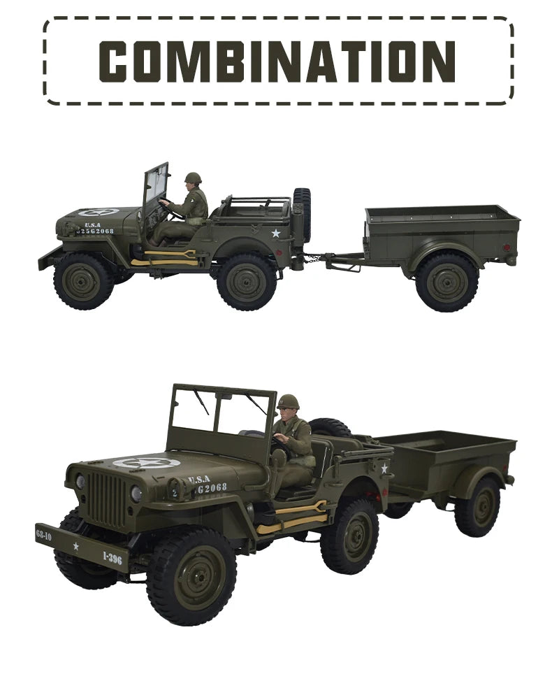 JJRC C8815 RC Car 1941 JEEP WILLYS 2.4G 4WD RTR Military Truck Off-Road Vehicle