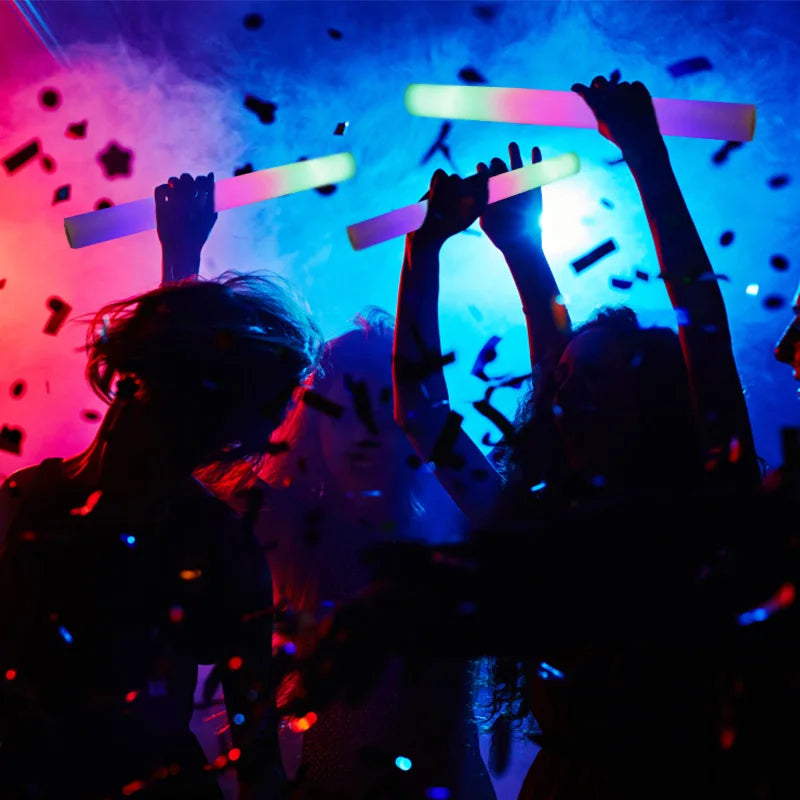 12/15/30/60Pcs Glow Sticks Bulk Colorful RGB LED Glow Foam Stick Cheer Tube Dark Light for Xmas Birthday Wedding Party Supplies