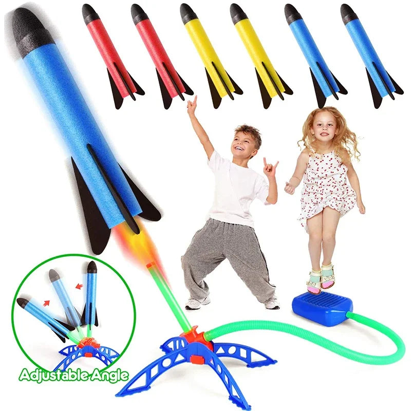 Air Powered Rocket Launcher Game | Kids Outdoor Rocket Foot Pump Outdoor Air Pressing Soaring Rocket Suit Jumps